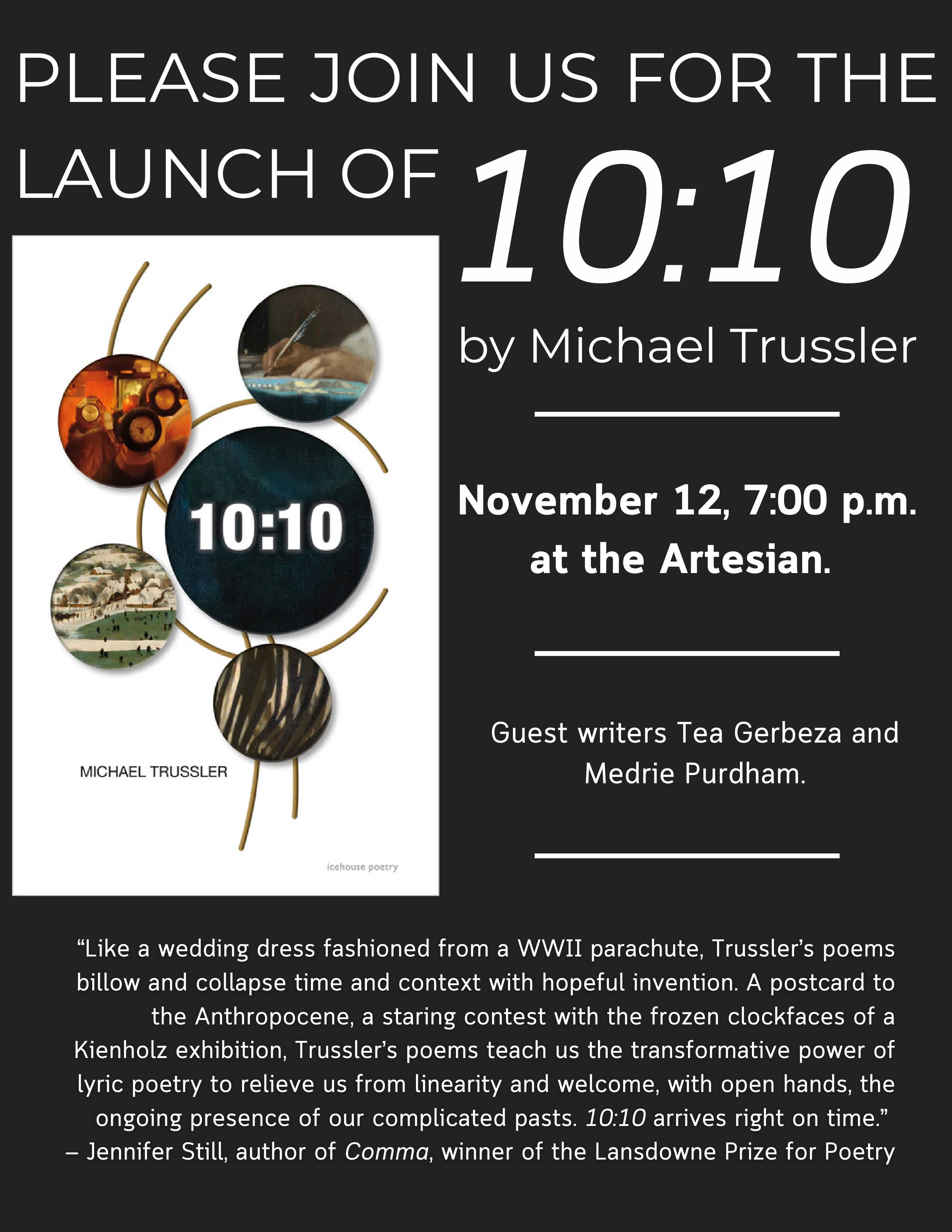 10:10 by Michael Tressler Book Launch