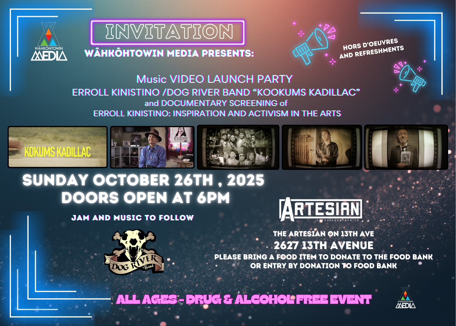 Wâhkôhtowin Media Presents: Erroll Kinistino Music Video Launch Party & Documentary Screening
