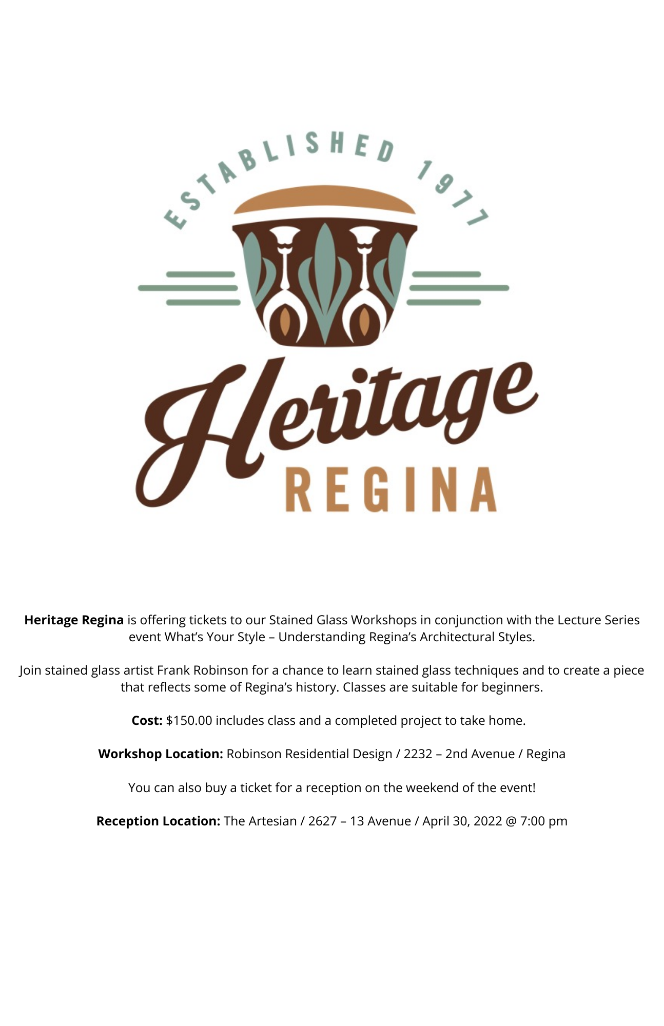 Heritage Regina Stained Glass Workshop and Reception