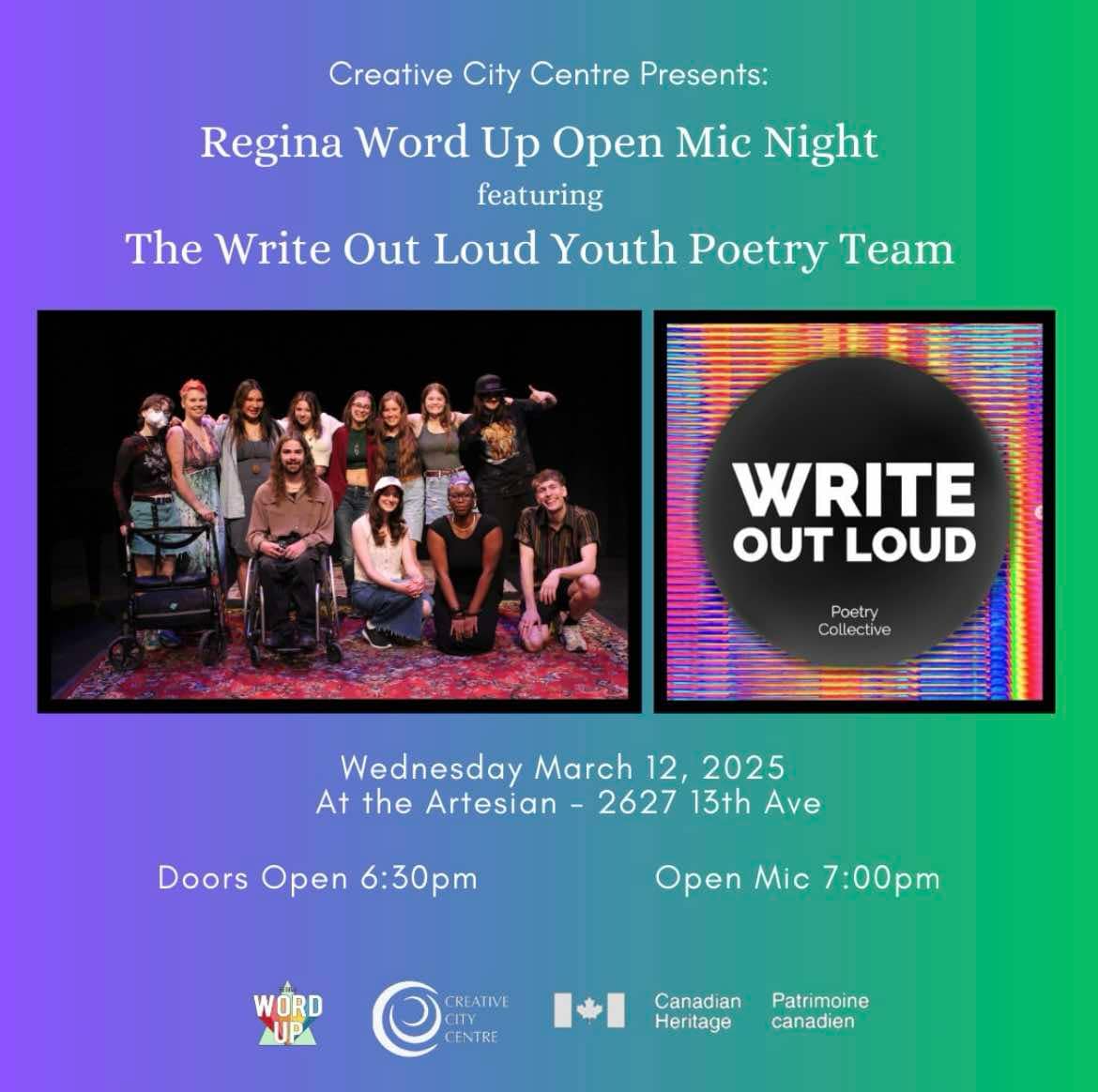 Regina Word Up Open Mic Night feat. Write Out Loud Youth Poetry Team