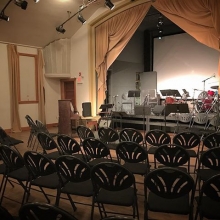 The stage (and floor) is set for a very special presentation tonight. The Queer Songbook Orchestra (a 12-piece collective from Toronto) will blow you away. There are still tickets left at the door, and the show starts at 8! Come on down, Regina! #YQRmusic